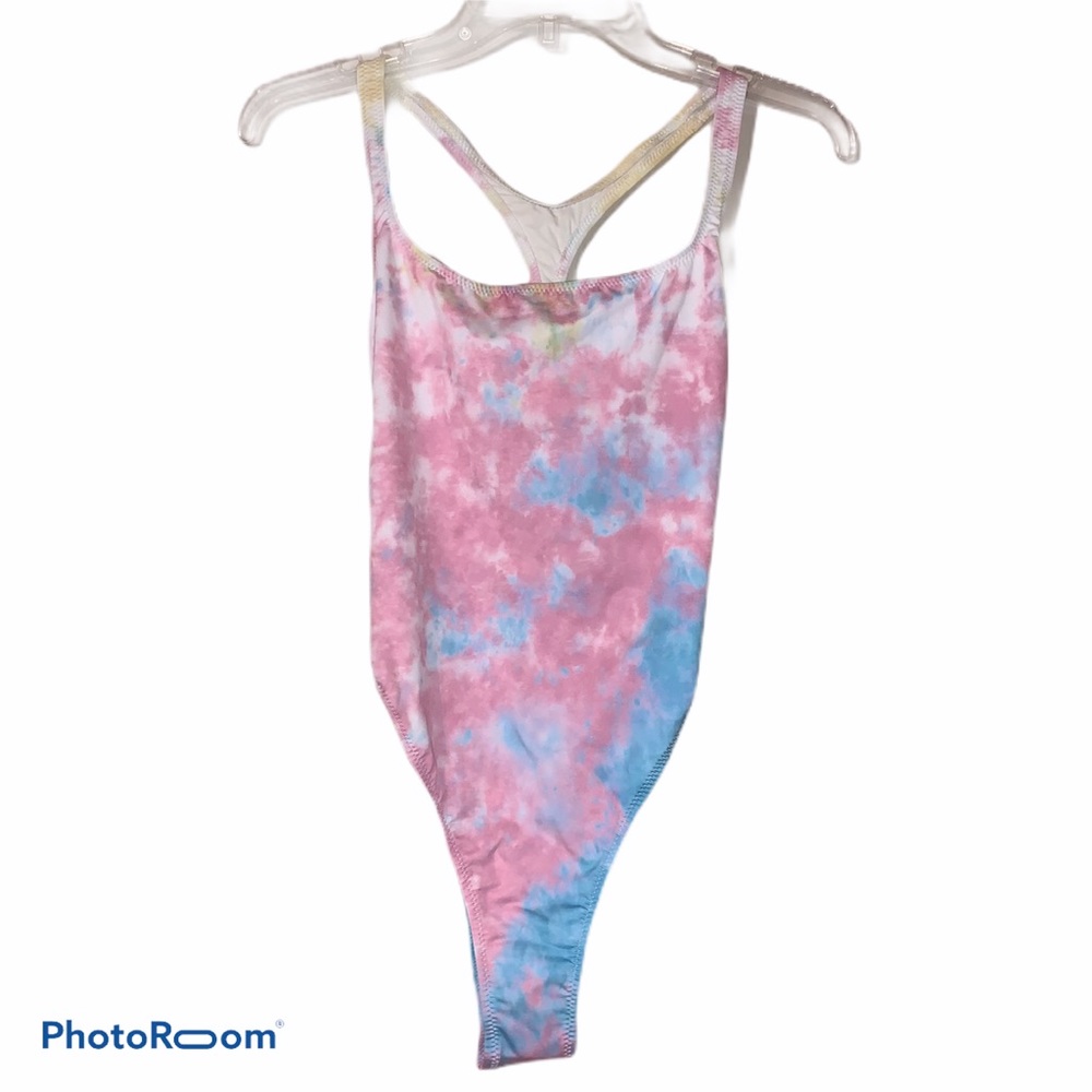 Anthro Solid & Striped Tie-Dyed One Piece Swimsuit - Picture 3 of 8